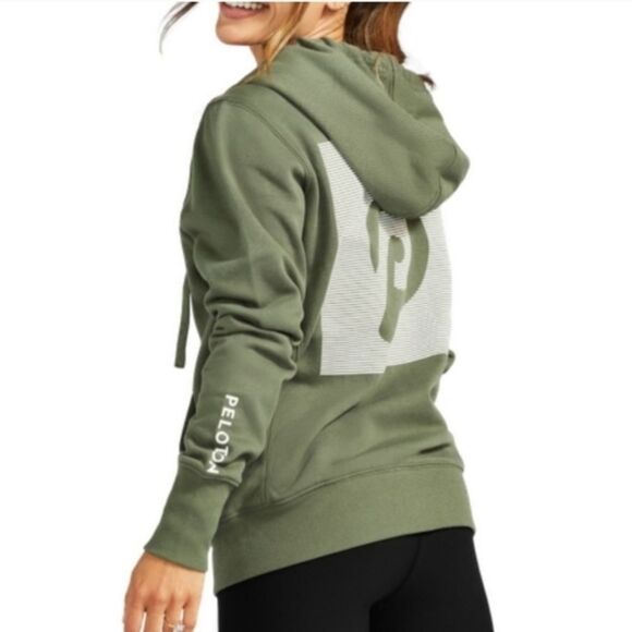 Peloton Green Ultimate Fleece Zip-Up Hooded Sweatshirt With Pockets Size Medium - Picture 1 of 13